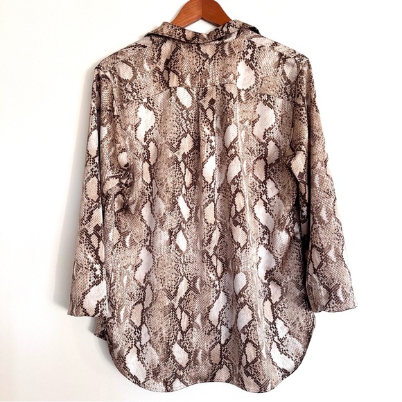 Ralph Lauren Black Label Beige Snakeskin Print Blouse Size Large - Picture 6 of 10